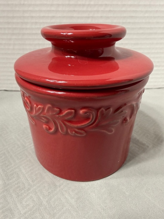L Tremain Other - L Tremain Rouge Antique Collection Butter Keeper Crock Embossed Vines & Leaves